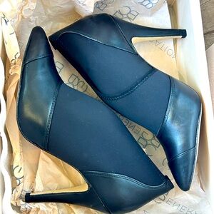 BCBGeneration Ankle Heels Black Scuba/Leather, 7